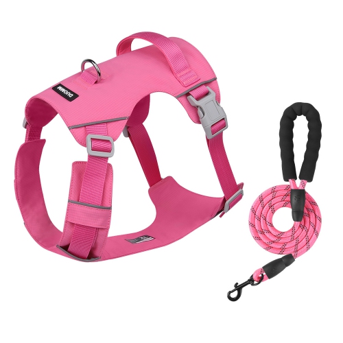 Nouvel ourlet léger avec corde de traction de rechange, corde à chiens réfléchissante étanche et à séchage rapide,ensemble de deux pièces rose