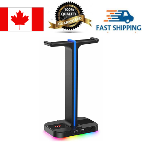 HAVIT  RGB Dual Balance Headphone Holder Stand With 2 USB Ports