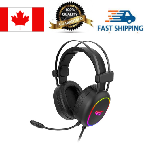 Havit H2016D 3.5mm Jack+USB power 50mm drive Stereo Surround Sound Gaming Headset with LED light and HD Mic_Black