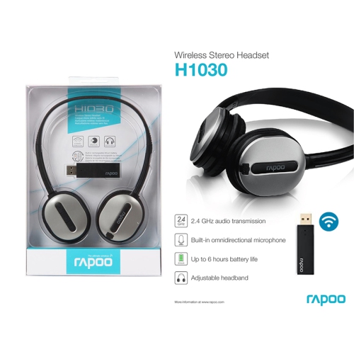 Casque stéréo sans fil 2,4 GHz H1030 de Rapoo avec microphone intégré