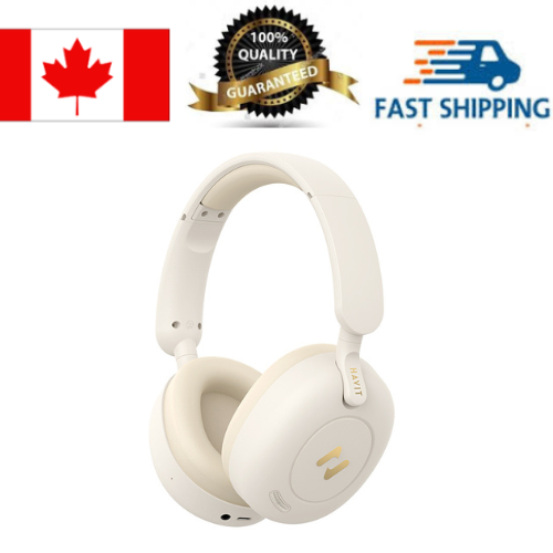 HAVIT  H655Bt Pro Hybrid Active Noise Cancellation, Hi-Res Audio Wireless Bluetooth V5.3 Headphone_Beige