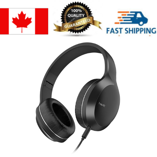 Havit H100d Wired 3.5mm plug portable folding for mobile Music headphone_Black