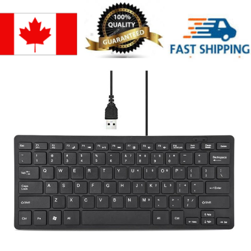 Universal wired USB 78-Key Ultra-thin Chocolate Mini Keyboard Portable For Desktop Computer Laptop PC_Black