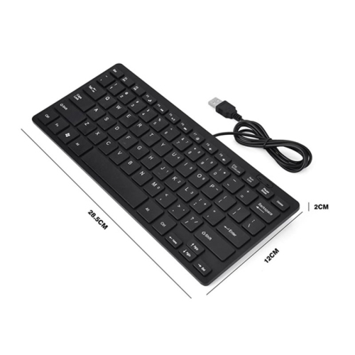 Universal wired USB 78-Key Ultra-thin Chocolate Mini Keyboard Portable For Desktop Computer Laptop PC_Black