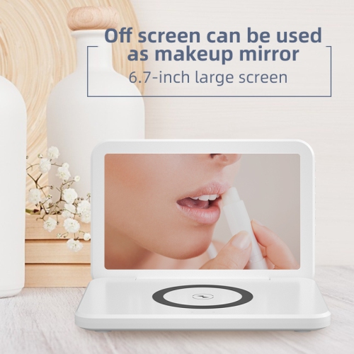 15W foldable wireless charging alarm clock | White smart electronic clock + perpetual calendar + temperature display Multi-device compatible with