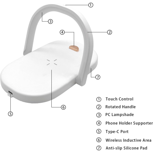 15W foldable wireless charger, full of technology! Desk lamp + charger + stand, three-in-one foldable night light, wireless charging, speaker, desk