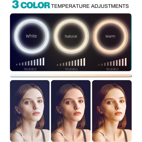 LED Selfie Ring Light - Suitable for Phones and Cameras, Can be Used for /Video/Vlog/TikTok10 Inch Ring Light + Hose Phone Clip + Metal Tripod +