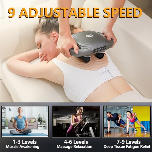 6 Heads Massage Gun Deep Tissue Back Massage for Athletes Legs, Arms, Waist, Back - Full Body Muscle Pain Relief, 9 Levels 9 Modes Percussion