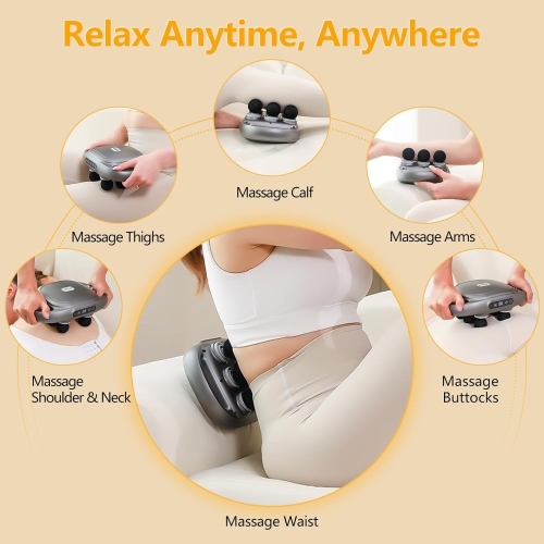 6 Heads Massage Gun Deep Tissue Back Massage for Athletes Legs, Arms, Waist, Back - Full Body Muscle Pain Relief, 9 Levels 9 Modes Percussion