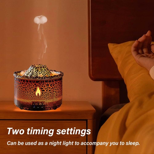 Flame Air Humidifier, Volcano Aromatherapy 360ml Ultrasonic Essential Oil Diffuser | 3D Dual Mode Silent Aromatherapy Humidifier | Cold Volcano Air