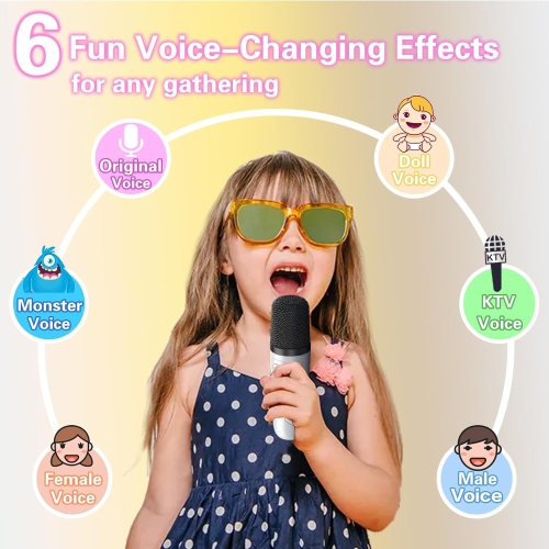 Adults Kids Mini Karaoke Machine, Portable Bluetooth Speaker, Wireless Karaoke Microphone, Singing Machine Christmas Toy for Girls Ages 3 to 12