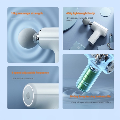 Professional-grade mini fascia gun | Brushless motor 36dB ultra-quiet | 5 levels of massage intensity + 4 professional massage heads | Type-C fast