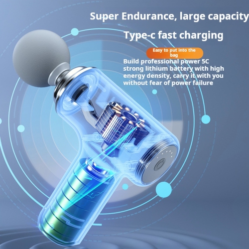 Professional-grade mini fascia gun | Brushless motor 36dB ultra-quiet | 5 levels of massage intensity + 4 professional massage heads | Type-C fast