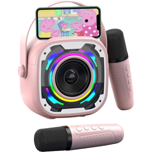 Adults Kids Mini Karaoke Machine, Portable Bluetooth Speaker, Wireless Karaoke Microphone, Singing Machine Christmas Toy for Girls Ages 3 to 12 Dual