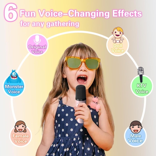Adults Kids Mini Karaoke Machine, Portable Bluetooth Speaker, Wireless Karaoke Microphone, Singing Machine Christmas Toy for Girls Ages 3 to 12 Dual