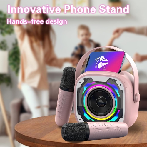 Adults Kids Mini Karaoke Machine, Portable Bluetooth Speaker, Wireless Karaoke Microphone, Singing Machine Christmas Toy for Girls Ages 3 to 12 Dual