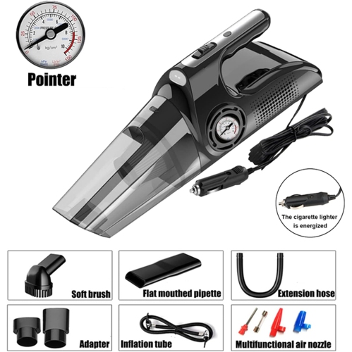 120W Car Vacuum Cleaner 4 in 1 with Light Air Pump High Power Car Vacuum Cleaner 120W Car Vacuum Cleaner with LED Light Wet and Dry Handheld Vacuum