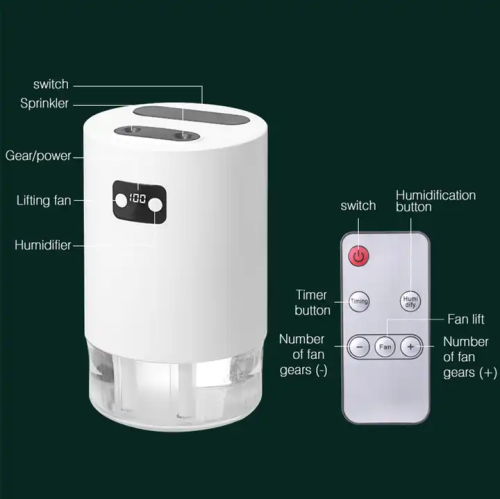 1L large water tank + double nozzles | Silent and energy-saving Suitable for home and office Lifting circulation humidifier Desktop spray fan Water
