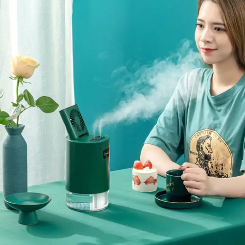 1L large water tank + double nozzles | Silent and energy-saving Suitable for home and office Lifting circulation humidifier Desktop spray fan Water