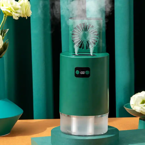 1L large water tank + double nozzles | Silent and energy-saving Suitable for home and office Lifting circulation humidifier Desktop spray fan Water