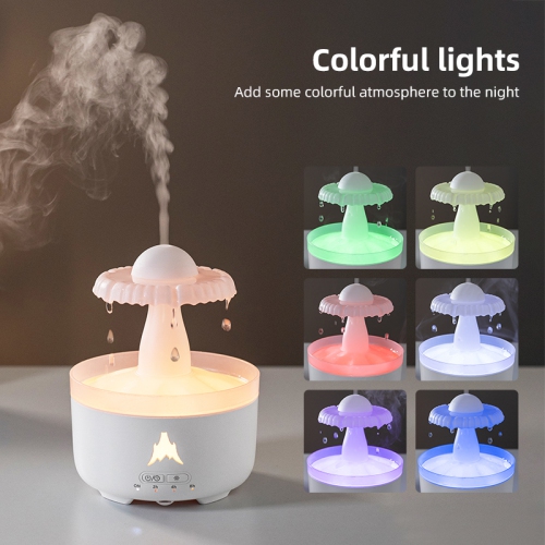 Umbrella Humidifier, Essential Oil Diffuser with Soothing Raindrop Sound, Water Drop Effect, 7 Color Ambient Light, Remote Control, Timer and Auto