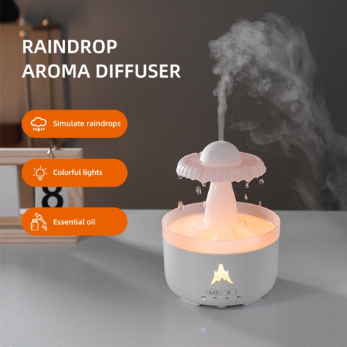 Umbrella Humidifier, Essential Oil Diffuser with Soothing Raindrop Sound, Water Drop Effect, 7 Color Ambient Light, Remote Control, Timer and Auto
