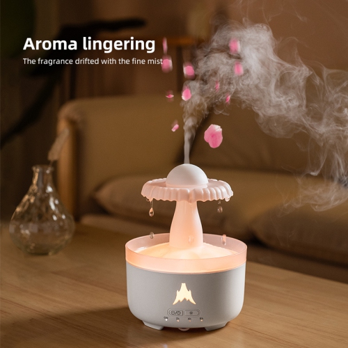 Umbrella Humidifier, Essential Oil Diffuser with Soothing Raindrop Sound, Water Drop Effect, 7 Color Ambient Light, Remote Control, Timer and Auto