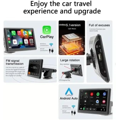 7 po CarPlay Portable Car Bluetooth MP5 HD Vue arrière PND Navigation voiture HD Portable à écran tactile Récepteur audio pour l'auto,