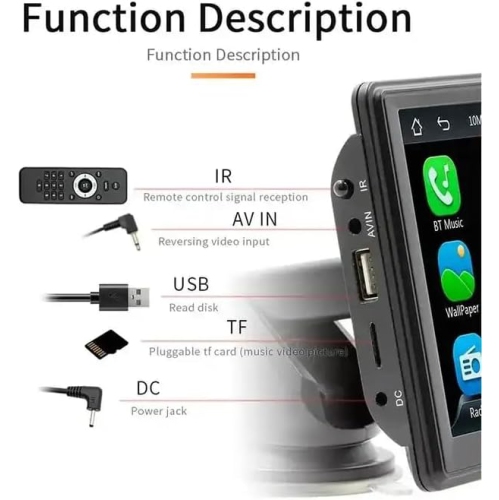 7 po CarPlay Portable Car Bluetooth MP5 HD Vue arrière PND Navigation voiture HD Portable à écran tactile Récepteur audio pour l'auto,