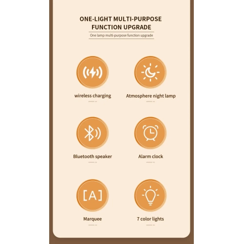 Wireless Charging Smart Clock Night Light Bluetooth Speaker, Night Light Wireless Charging 15w Wireless Charger Alarm Clock with Bluetooth Speaker -