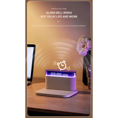 Wireless Charging Smart Clock Night Light Bluetooth Speaker, Night Light Wireless Charging 15w Wireless Charger Alarm Clock with Bluetooth Speaker -