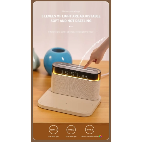 Wireless Charging Smart Clock Night Light Bluetooth Speaker, Night Light Wireless Charging 15w Wireless Charger Alarm Clock with Bluetooth Speaker -