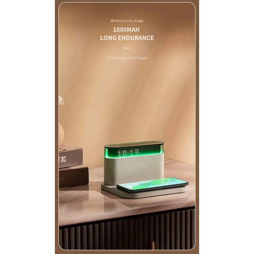Wireless Charging Smart Clock Night Light Bluetooth Speaker, Night Light Wireless Charging 15w Wireless Charger Alarm Clock - White