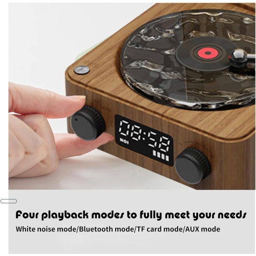 Tinghai Retro Speaker, Music White Noise Bluetooth Speaker, Portable Audio CD, with 3 Adjustable Mood Lights, 360° Surround Sound - Wood Grain