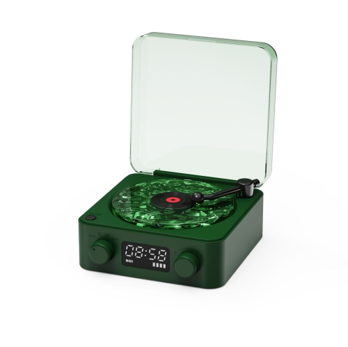 Tinghai Retro Speaker, Music White Noise Bluetooth Speaker, Portable Audio CD, with 3 Adjustable Ambient Lights, 360° Surround Sound - Dark Green