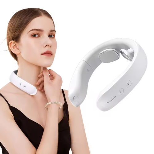 Cervical Massager Neck Multifunctional Spine Neck and Shoulder Hot Compress Physiotherapy Cervical Massager - White - K602 - English manual/English