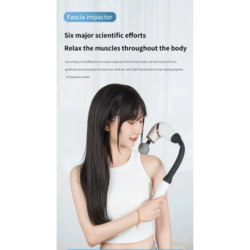 Popular long-handled fascia gun, elbow massager, muscle, cervical spine, back, full body rehabilitation therapy, Starry Black