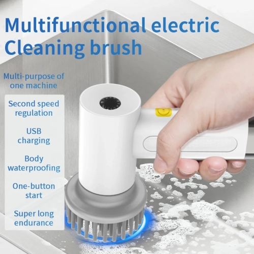 Handheld Electric Cleaning Brush, Household Toilet Cleaning Artifact Kitchen Cleaning Brush Multi-function Dishwasher Cleaner USB Handheld Bathtub