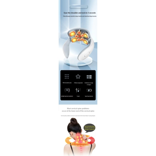 Protège-cou MAIN masseur cervical Masseur de cou Compression chaude Appareil de physiothérapie pour le cou - H88 blanc