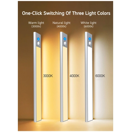 Human body induction lamp, long-lasting magnetic bookcase wardrobe wireless induction touch night light, LED cabinet light rechargeable-30CM