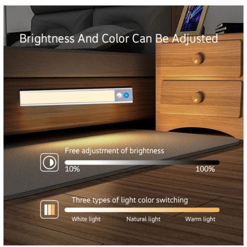 Human body induction lamp, long-lasting magnetic bookcase wardrobe wireless induction touch night light, LED cabinet light rechargeable-30CM