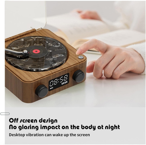 Tinghai Retro Speaker, Music White Noise Bluetooth Speaker, Portable Audio CD with 3 Adjustable Mood Lights, 360° Surround Sound - Black