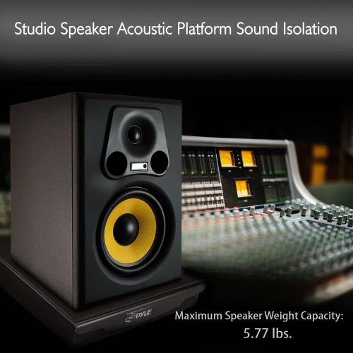Pyle Sound Dampening Speaker Riser Foam - Audio Acoustic Noise Isolation Platform Pads Recoil Stabilizer w/ Rubber Base Pad For Studio Monitor,
