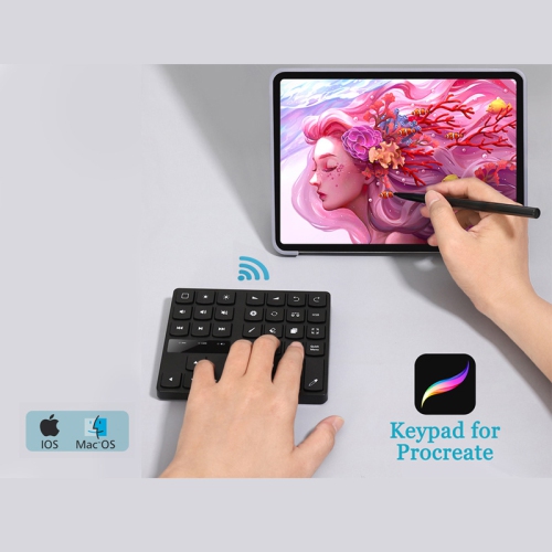 Wireless Bluetooth 5.0 Keyboard for Procreate, Drawing shortcuts keypad for iPad Procreate, Rechargeable, 35-key keyboard Accessories for Mac OS/IOS