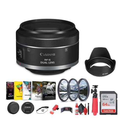 CANON  Rf-S 7.8MM F/4 Stm Dual Lens ( Rf) + Sling Backpack + More