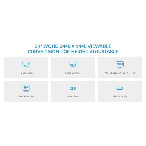 V7 34" USB-C Curved Gaming Monitor WQHD - Black