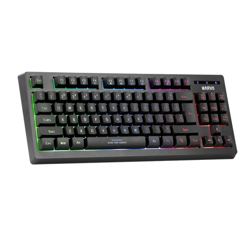 Marvo K607 Wired 87 Key, 3-Color LED backlight, Full Anti Ghosting, Compact design TKL Layout Membrane Gaming Keyboard_Black