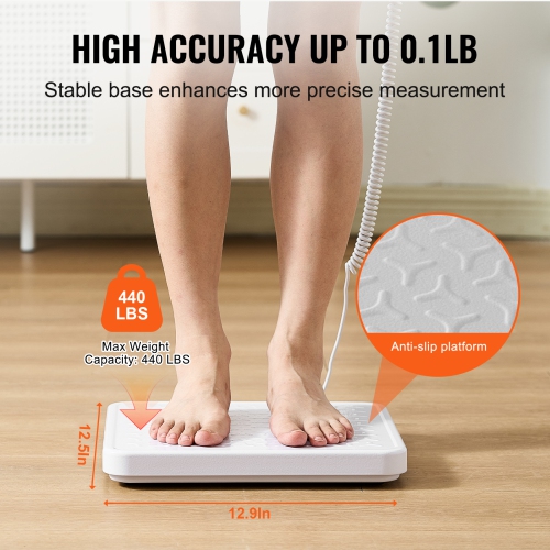 VEVOR 440LBS Capacity Portable Medical Scale, Professional Digital Physician Scale for Weighing, with Anti-slip Platform, 2 Units, Hold & Tare