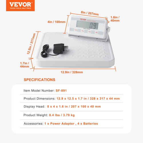 VEVOR 440LBS Capacity Portable Medical Scale, Professional Digital Physician Scale for Weighing, with Anti-slip Platform, 2 Units, Hold & Tare