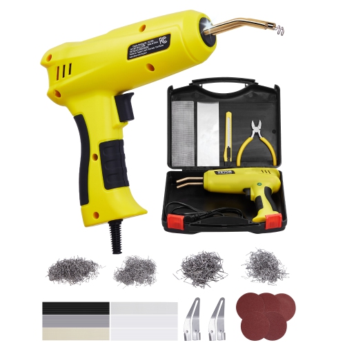 VEVOR 220W Plastic Welding Kit, with 800PCS Hot Staples & 56PCS Welding Rods, Professional Hot Staple Welding Gun with LED Light, Carrying Case for